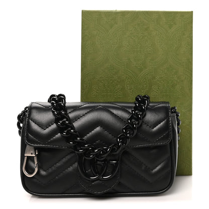 Gucci Calfskin Matelasse Monochrome GG Marmont Chain Belt Bag Black 11 of 11