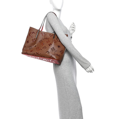 Christian Louboutin Calfskin Loubinthesky Small Perforated Cabarock Spikes Tote Biscotto 2 of 14