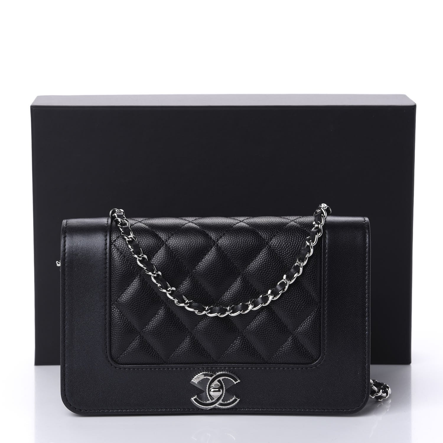 Chanel Caviar Quilted Vintage Mademoiselle Wallet On Chain WOC Black 12 of 12
