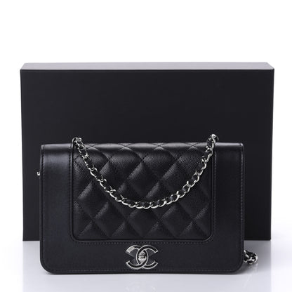Chanel Caviar Quilted Vintage Mademoiselle Wallet On Chain WOC Black 12 of 12