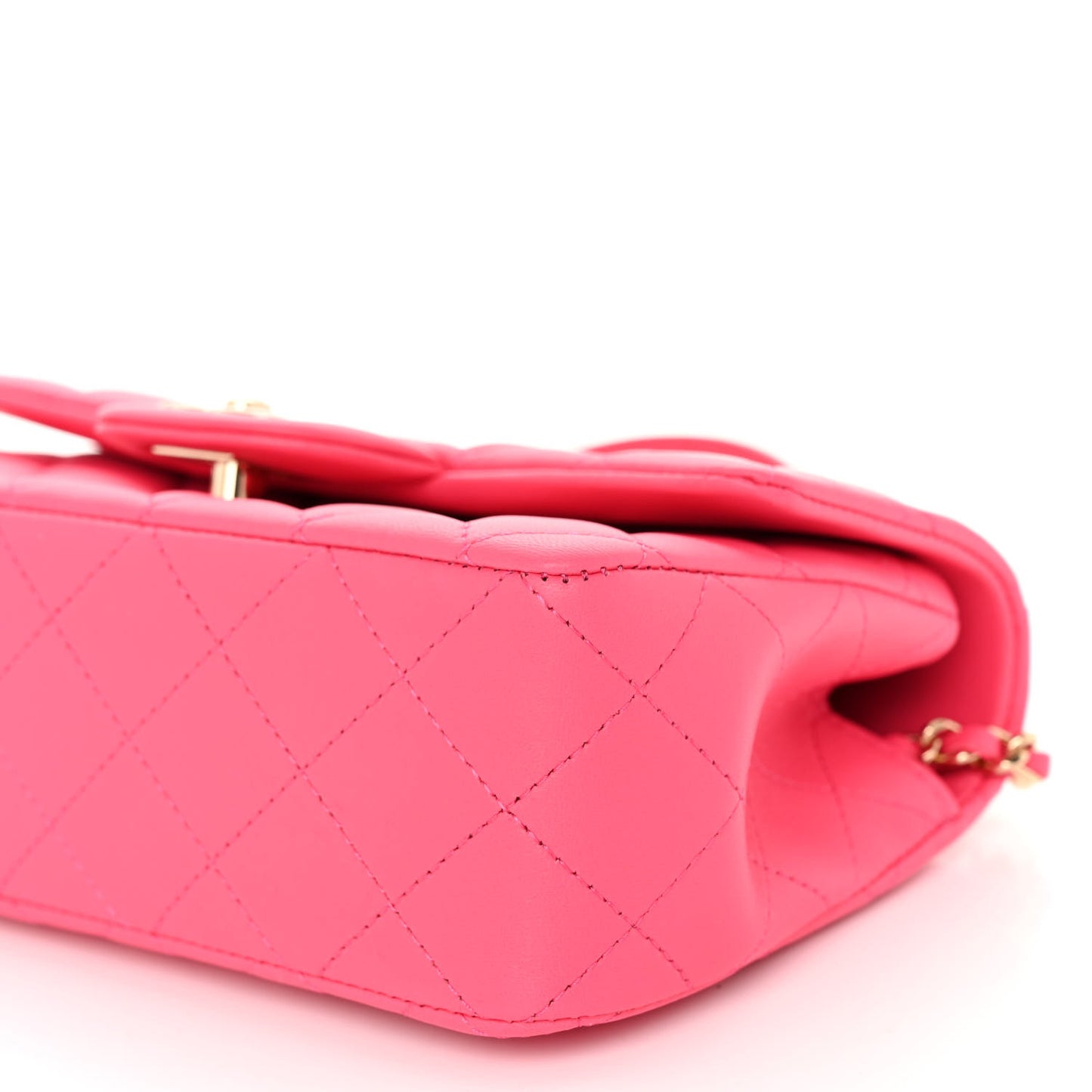 Lambskin Quilted Mini Top Handle Rectangular Flap Fuchsia