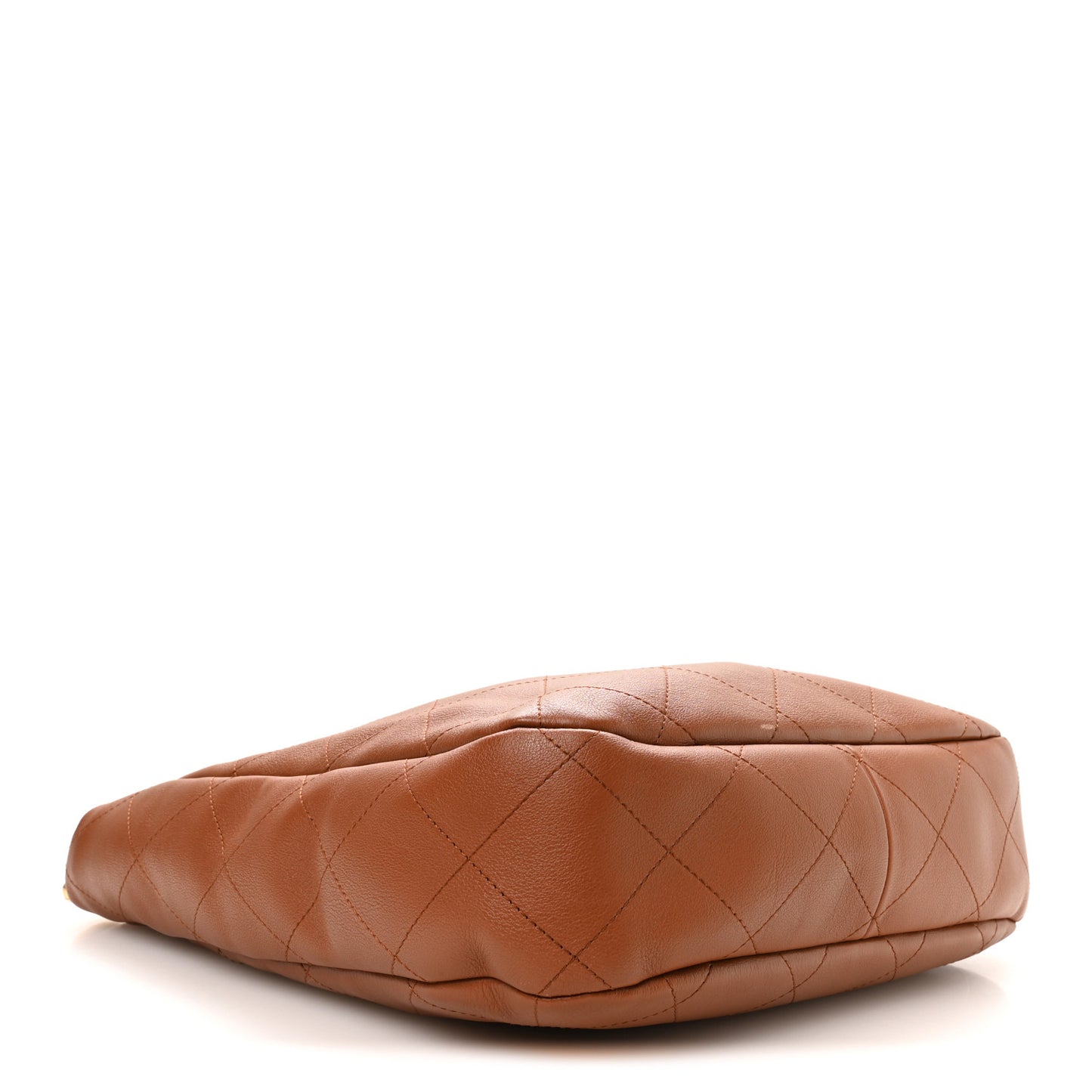 Calfskin Quilted Braided Handle Chain Hobo Brown