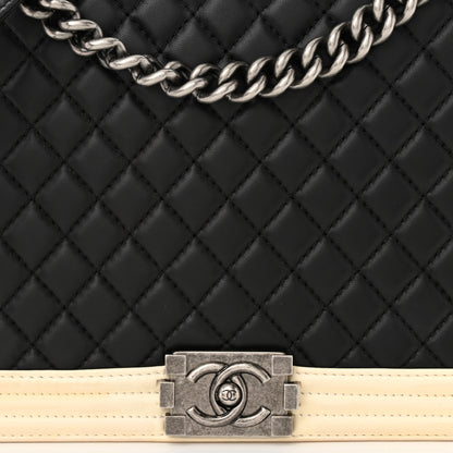 Chanel Lambskin Quilted Large Boy Flap Black White 8 of 11