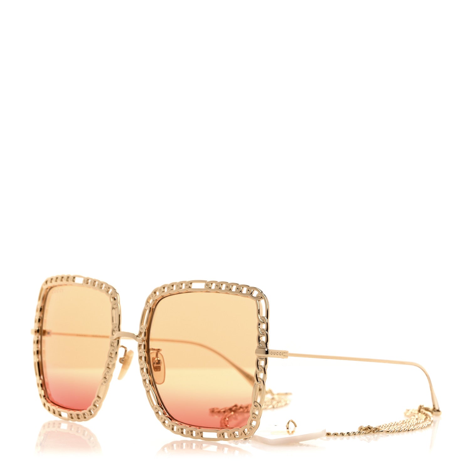 Gucci Square Frame Oversized Sunglasses GG1033S Gold Orange 1 of 9