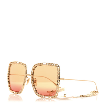 Gucci Square Frame Oversized Sunglasses GG1033S Gold Orange 1 of 9