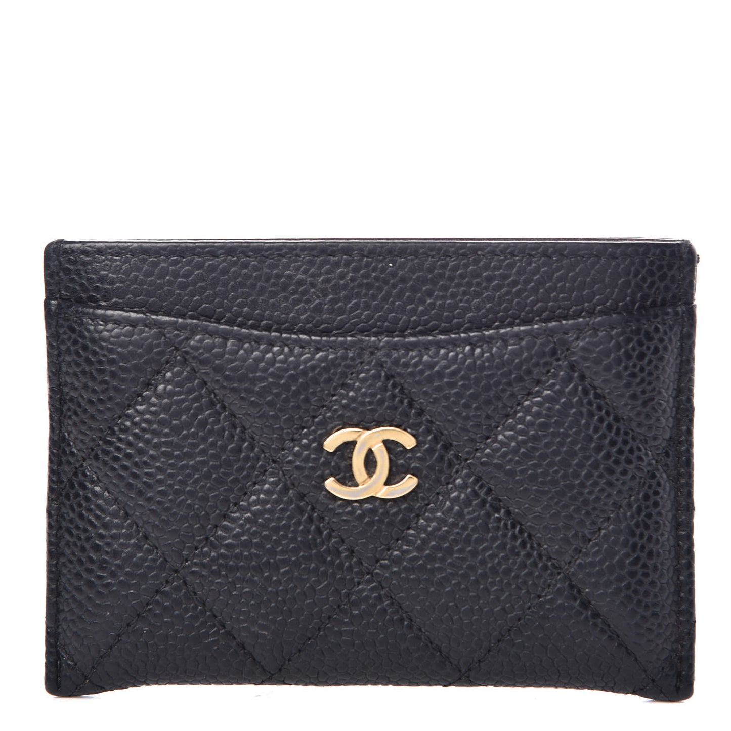 Caviar Quilted Card Holder Black