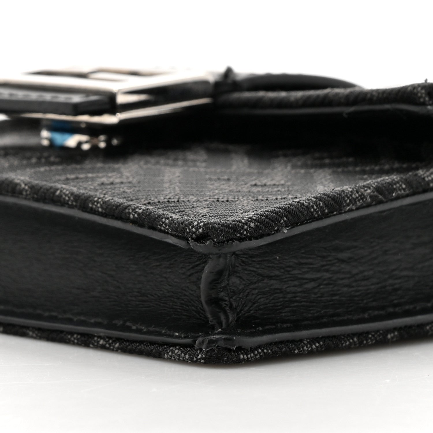 Fendi Recycled Fabric Jacquard Vitello Cover Micro FF Micro Flat Baguette Asfalto 9 of 11