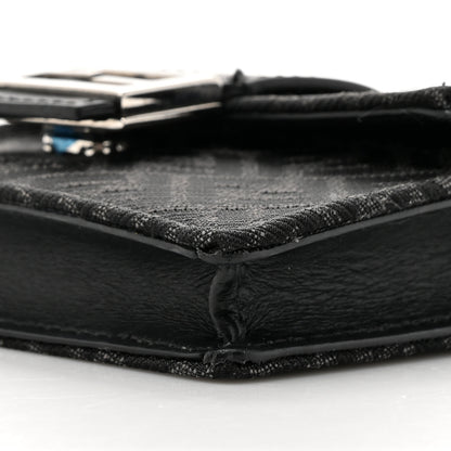 Fendi Recycled Fabric Jacquard Vitello Cover Micro FF Micro Flat Baguette Asfalto 9 of 11