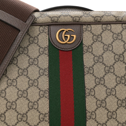 Gucci GG Supreme Monogram Textured Dollar Web Savoy Travel Shoe Bag Beige Ebony New Acero 7 of 10