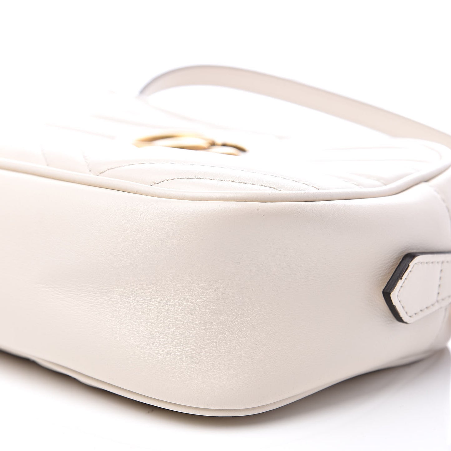 Calfskin Matelasse Small GG Marmont Chain Shoulder Bag White