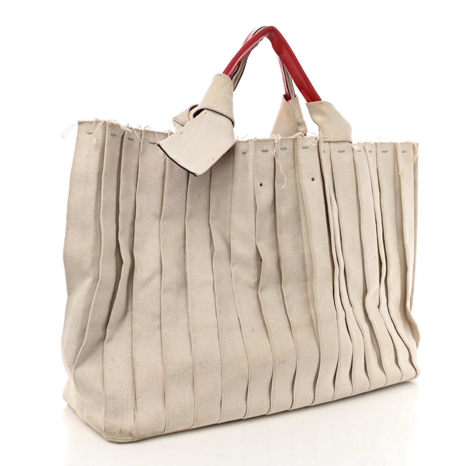 Valentino Garavani Canvas Atelier 05 Plisse Edition Medium Tote Bag Naturale 3 of 11