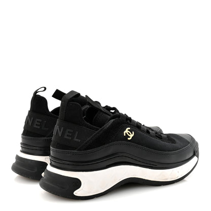 Chanel Velvet Calfskin Mixed Fibers CC Sneakers 38 Black 5 of 9