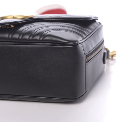 Gucci Calfskin Matelasse Sylvie Web Small GG Marmont Top Handle Shoulder Bag Black 10 of 11
