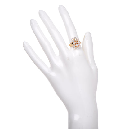 Mikimoto 18K Yellow Gold Akoya Pearl 3-4.5mm Cluster Ring 52 6 2 of 5
