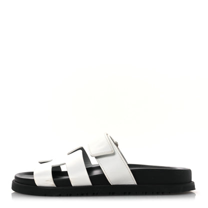 Hermes Calfskin Womens Chypre Sandals 36.5 White 1 of 13