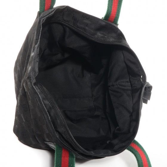 GG Monogram Small Web Handle Bucket Tote Black