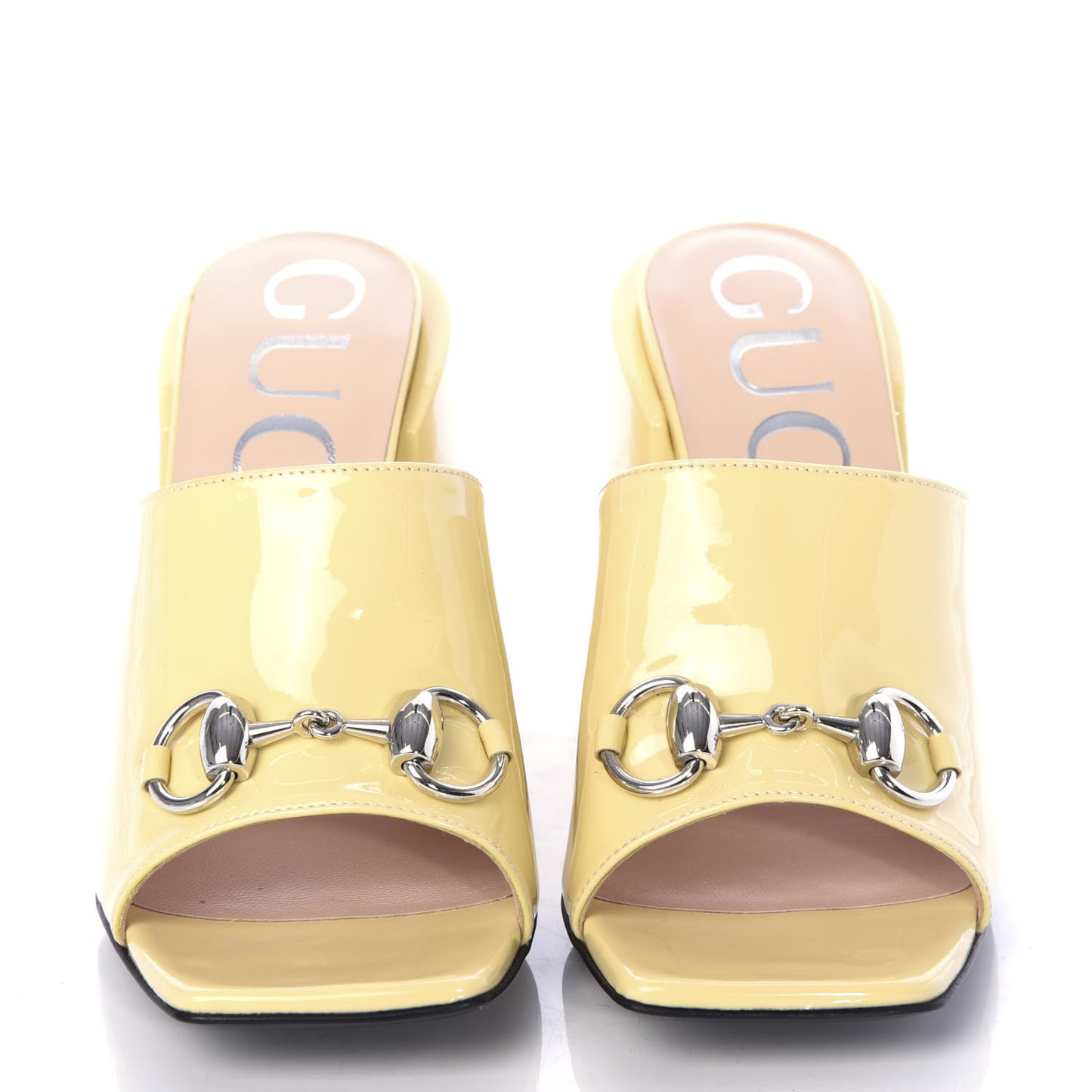 Patent Lexi Horsebit High-Heel Slide Sandals 35 Burro