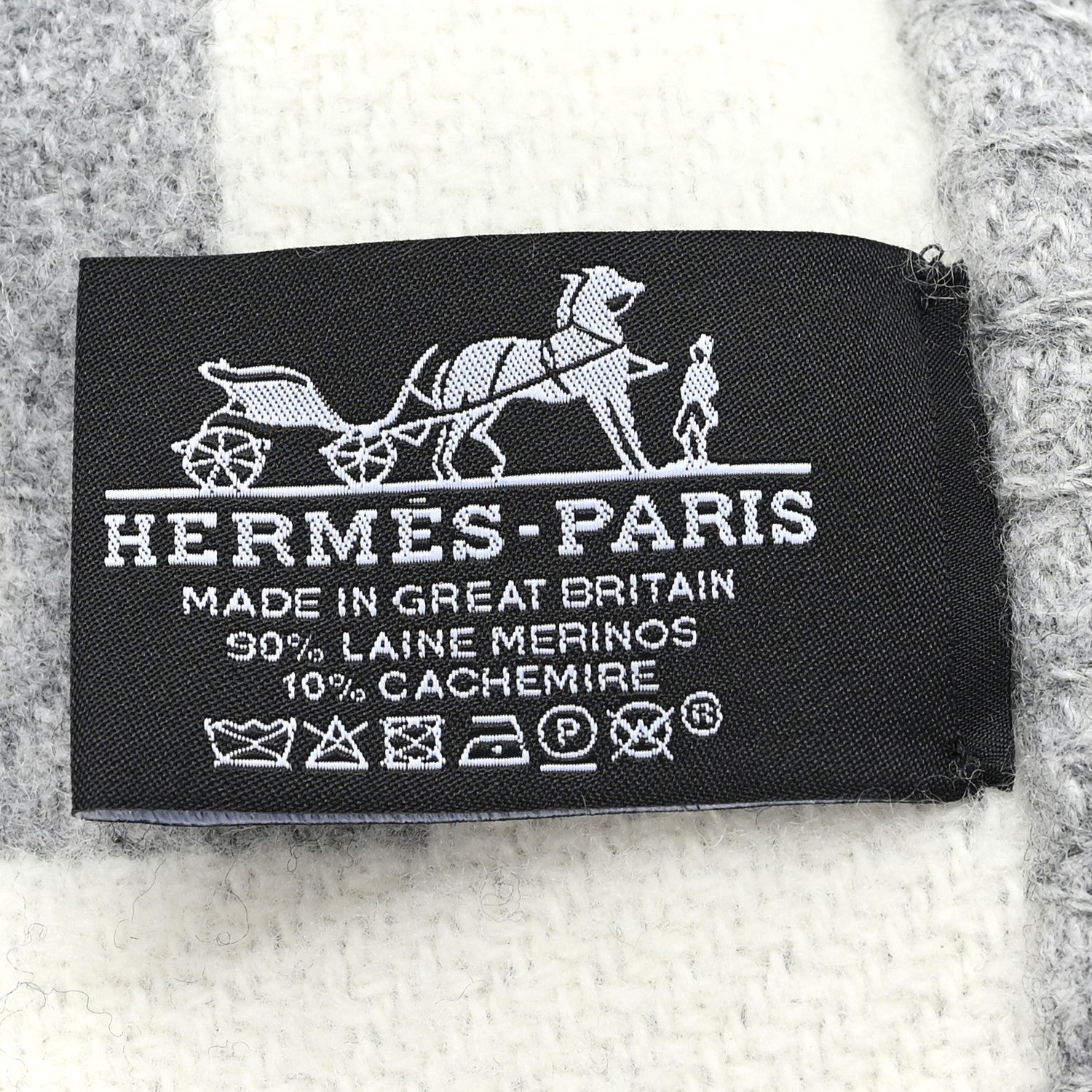 Hermes Wool Cashmere Avalon III Throw Blanket Ecru Gris Clair 3 of 3