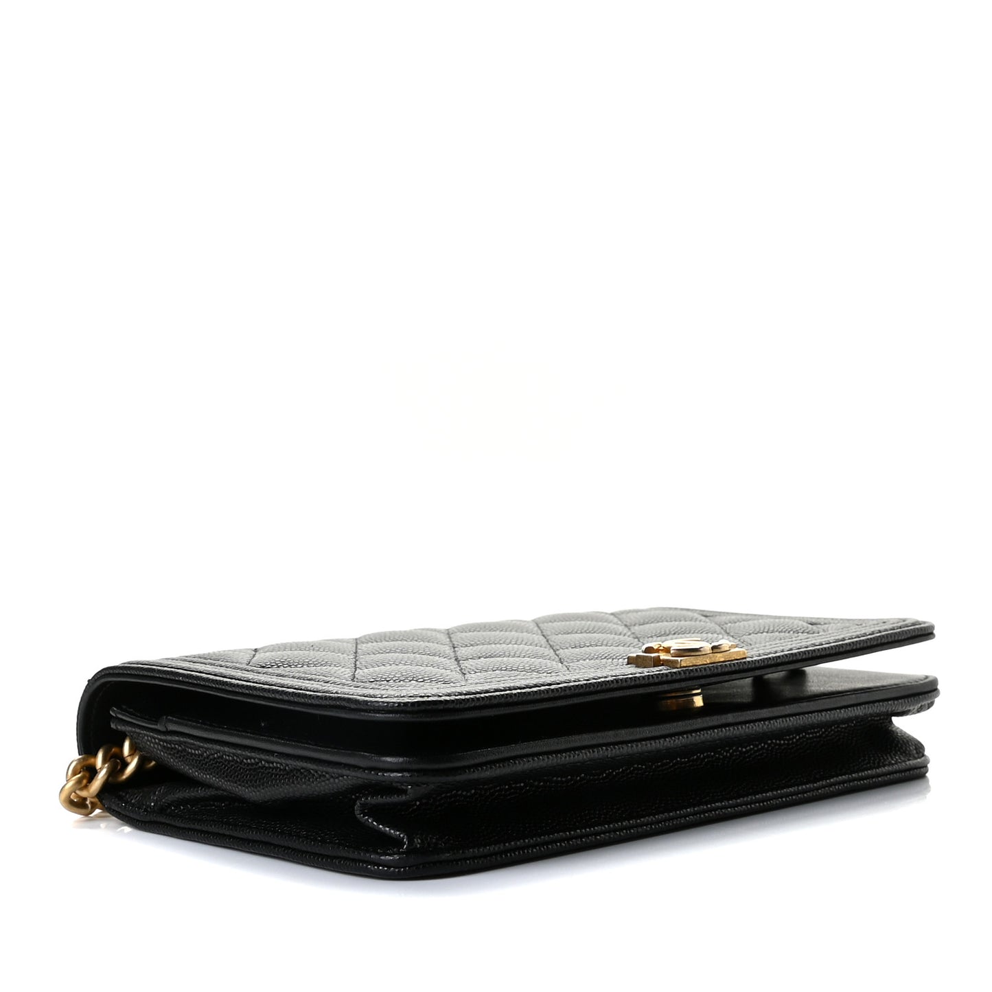 Caviar Quilted Boy Wallet On Chain WOC Black
