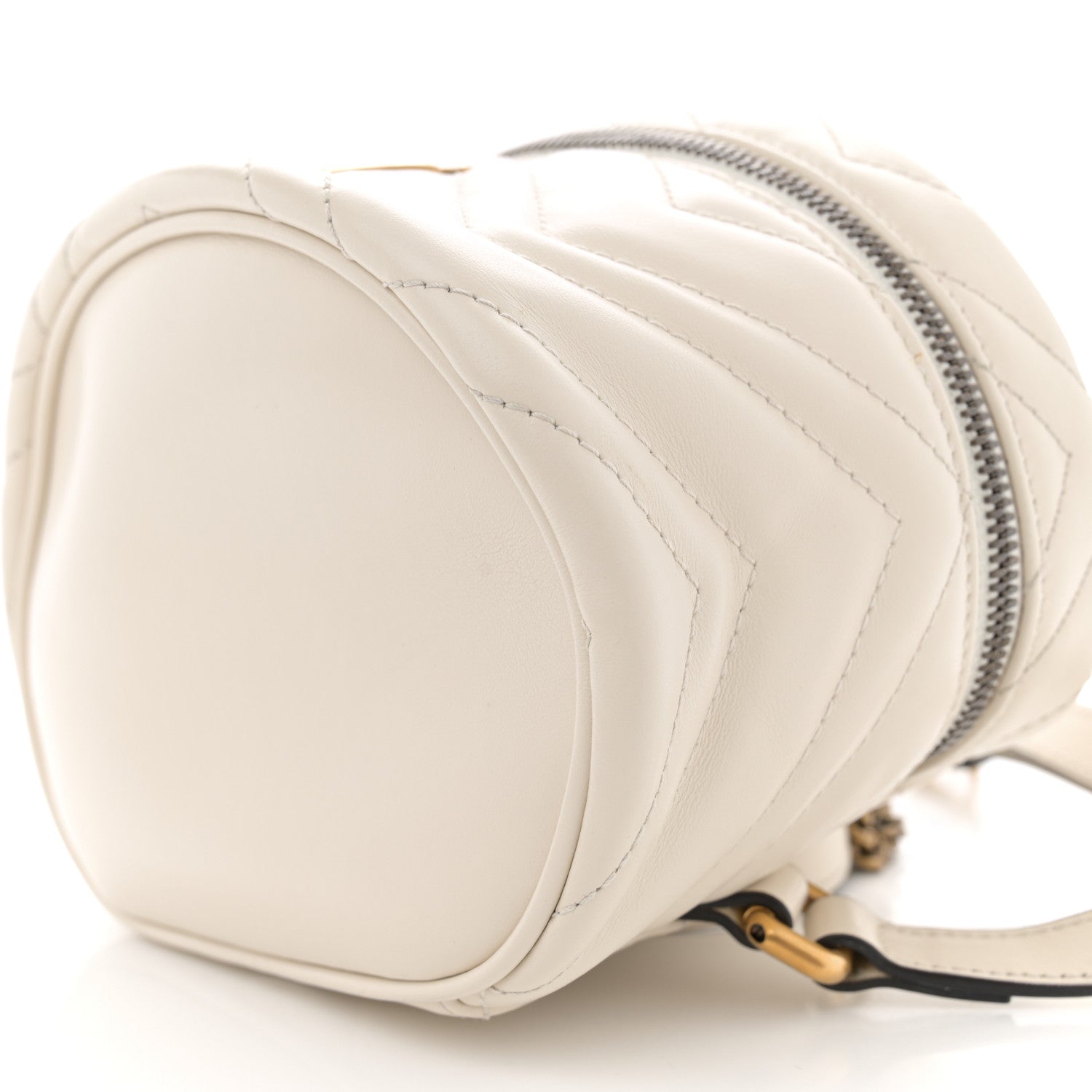 Gucci Calfskin Matelasse Mini GG Marmont Round Backpack White 10 of 10