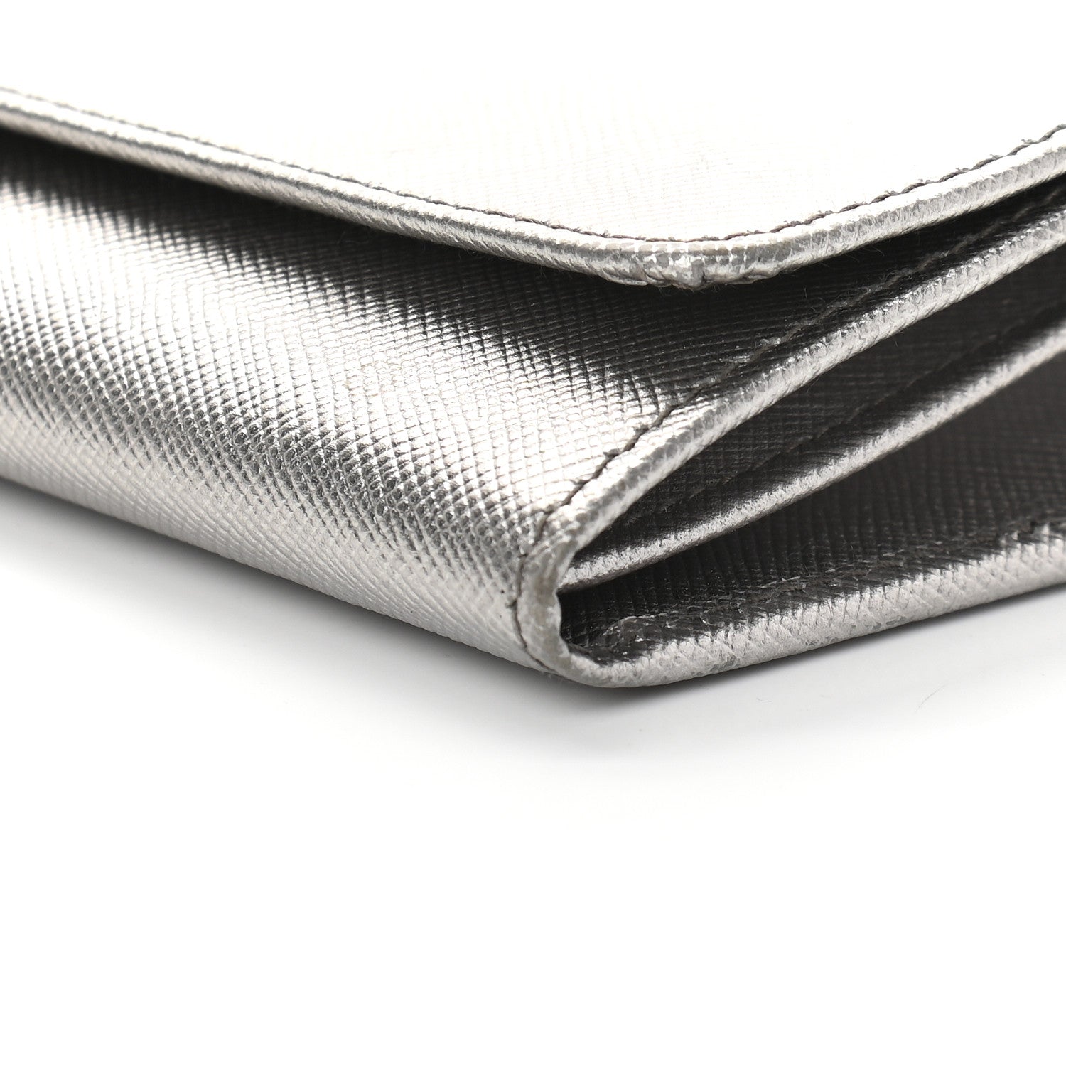 Prada Saffiano Metal Oro Chain Wallet Cromo 7 of 7