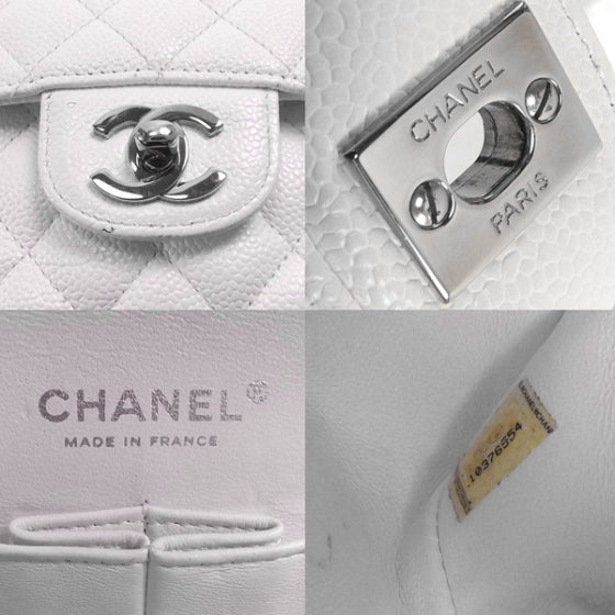 Caviar Quilted Small Double Flap White