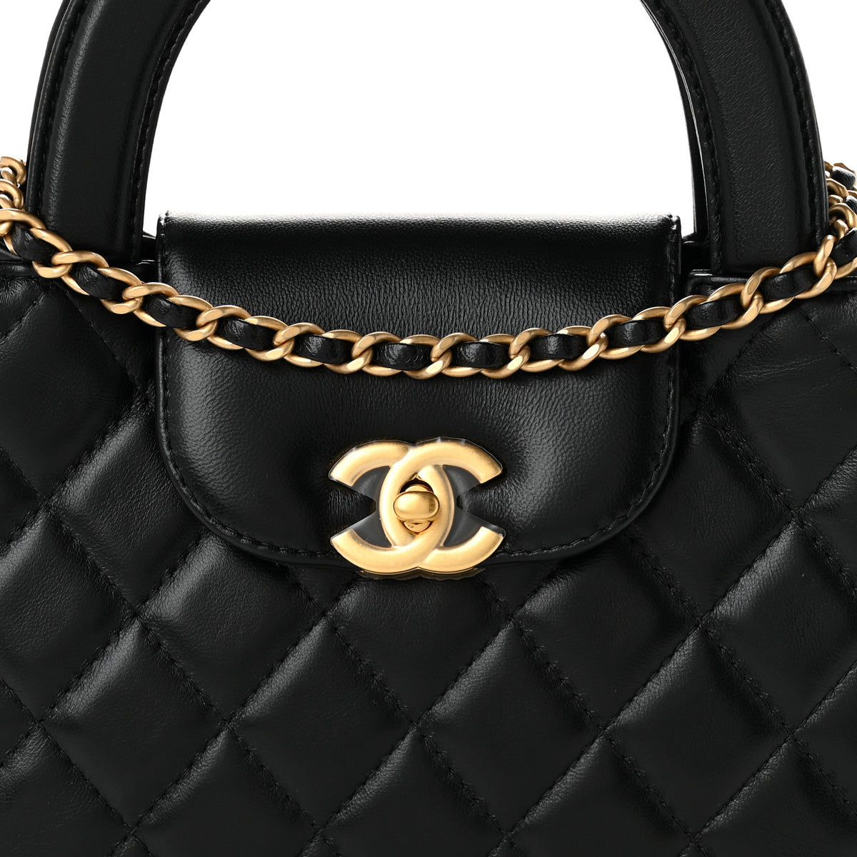 Chanel Shiny Aged Calfskin Quilted Nano Kelly Shopper Black 7 of 10