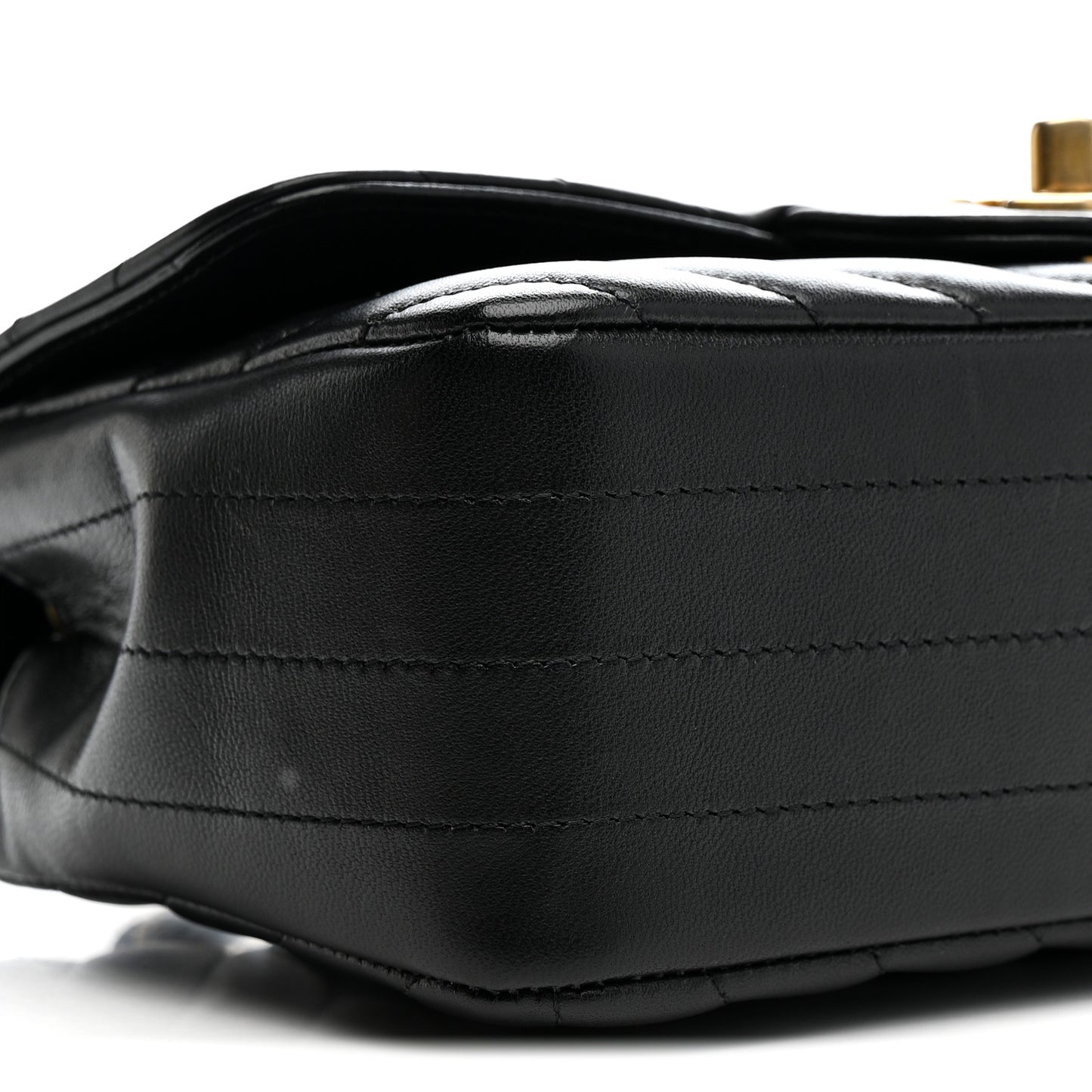 Lambskin Chevron Quilted Mini Rectangular Flap Black