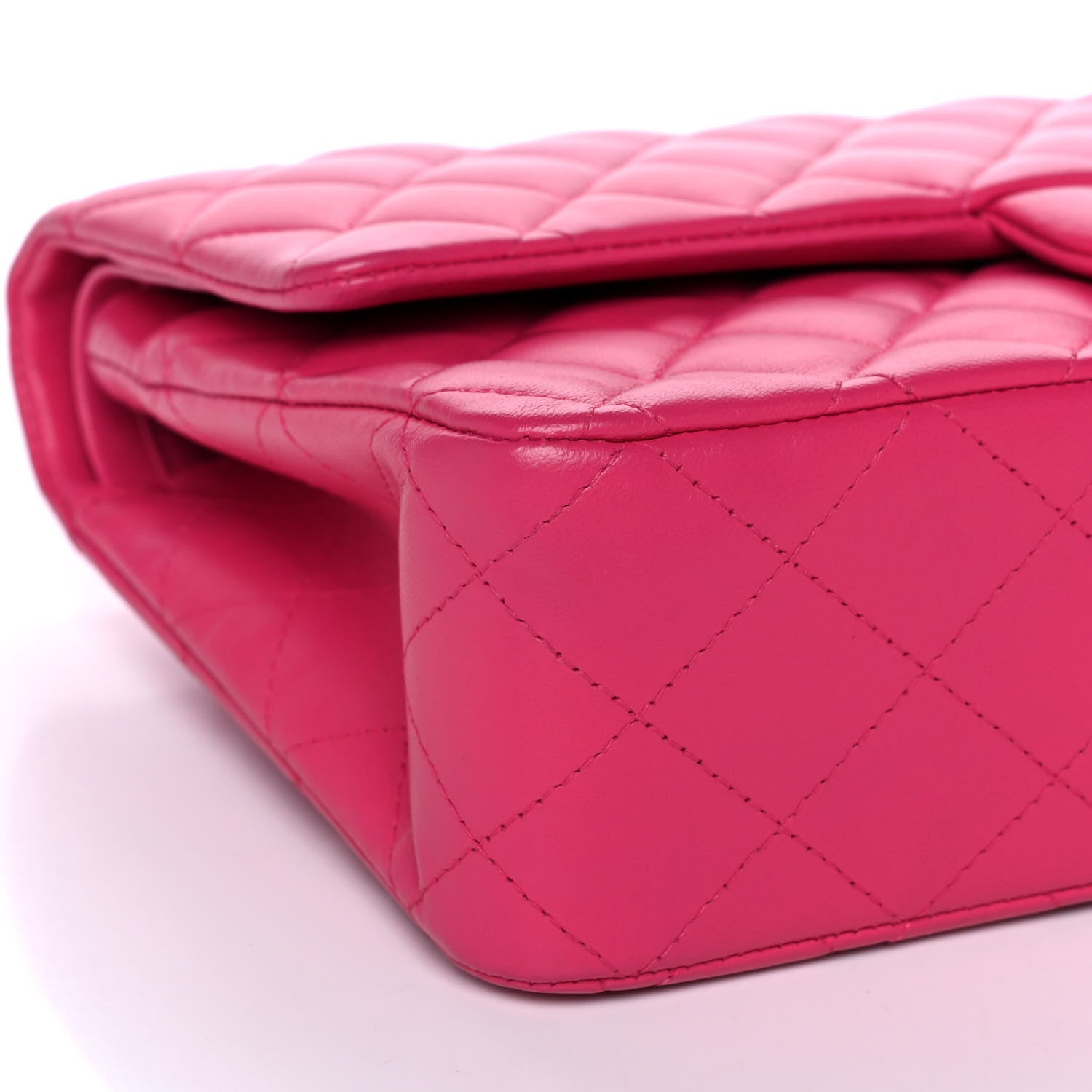 Chanel Lambskin Quilted Medium Double Flap Dark Pink 9 of 13
