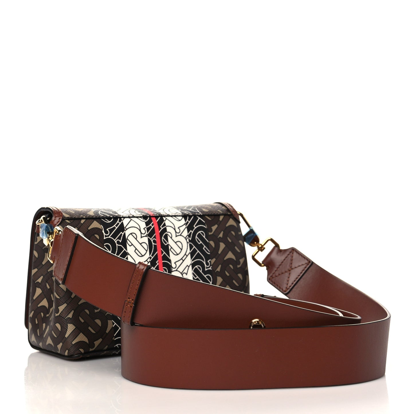 E-Canvas Monogram Stripe Hackberry Crossbody Bag Bridle Brown