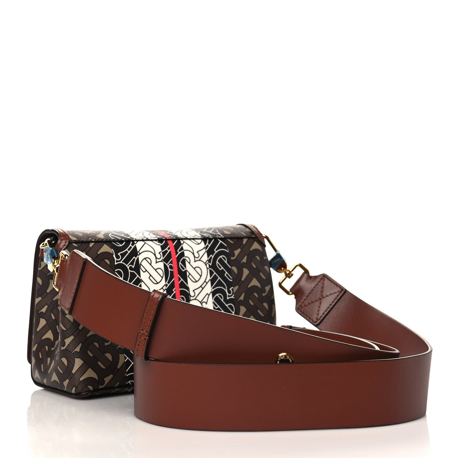 Burberry E-Canvas Monogram Stripe Hackberry Crossbody Bag Bridle Brown 3 of 6