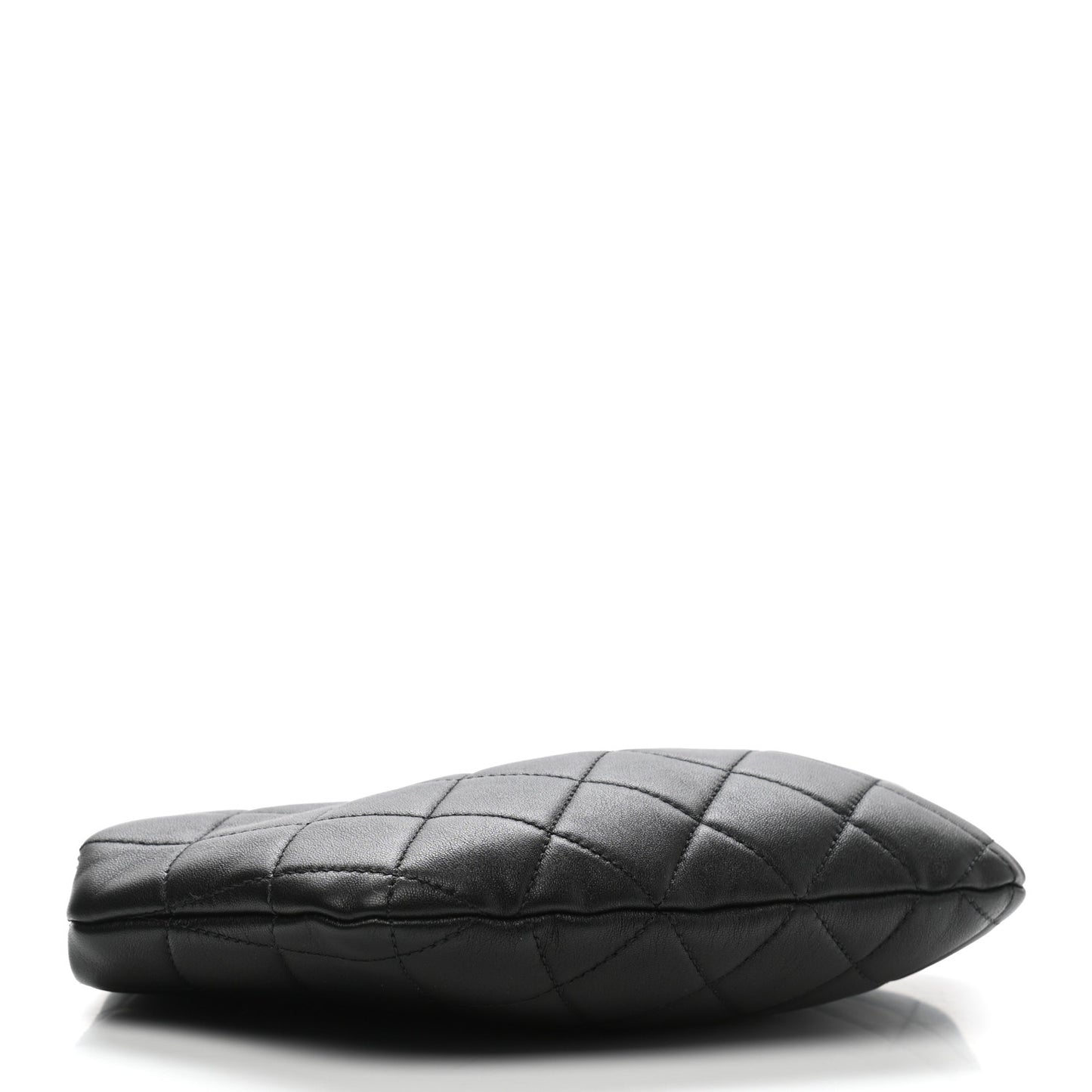 Lambskin Quilted Pearl Crown Clutch Bag Black