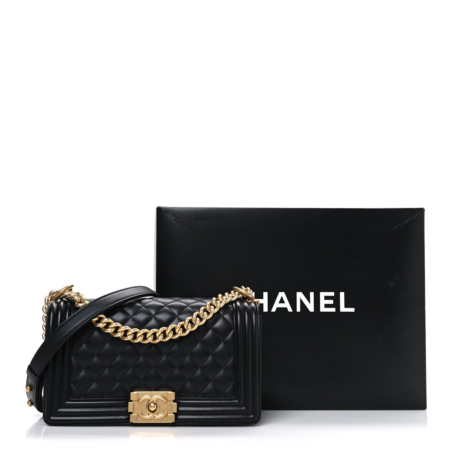 Chanel Lambskin Quilted Medium Boy Flap Black 11 of 11