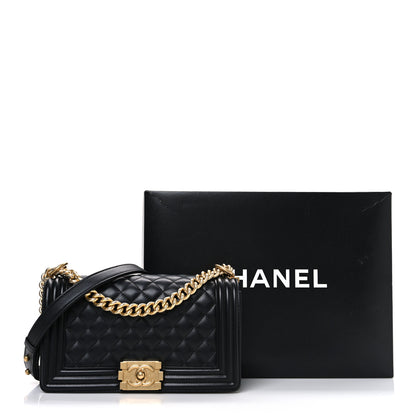 Chanel Lambskin Quilted Medium Boy Flap Black 11 of 11