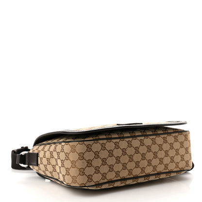 Gucci Monogram Large Flap Messenger Bag Beige Dark Brown 4 of 10