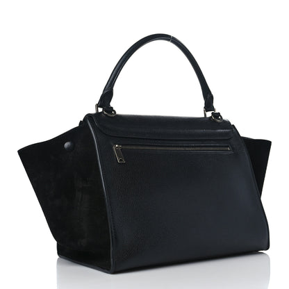 Celine Drummed Calfskin Suede Small Trapeze Black 2 of 8