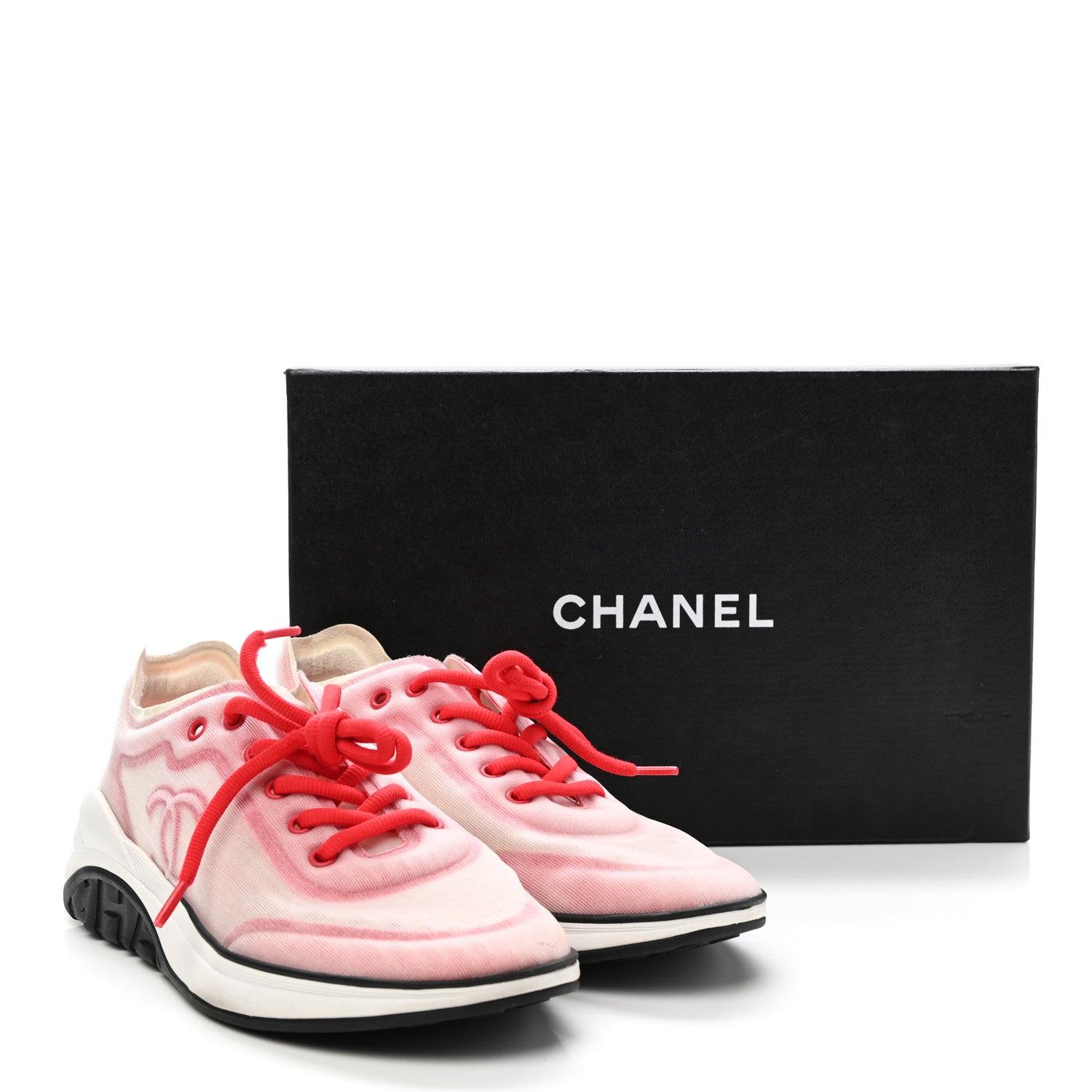 Chanel Lycra Fabric CC Sneakers 40 White Red 8 of 8