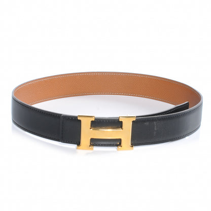 Hermes Box Courchevel 32mm H Belt 65 Black Gold 1 of 6