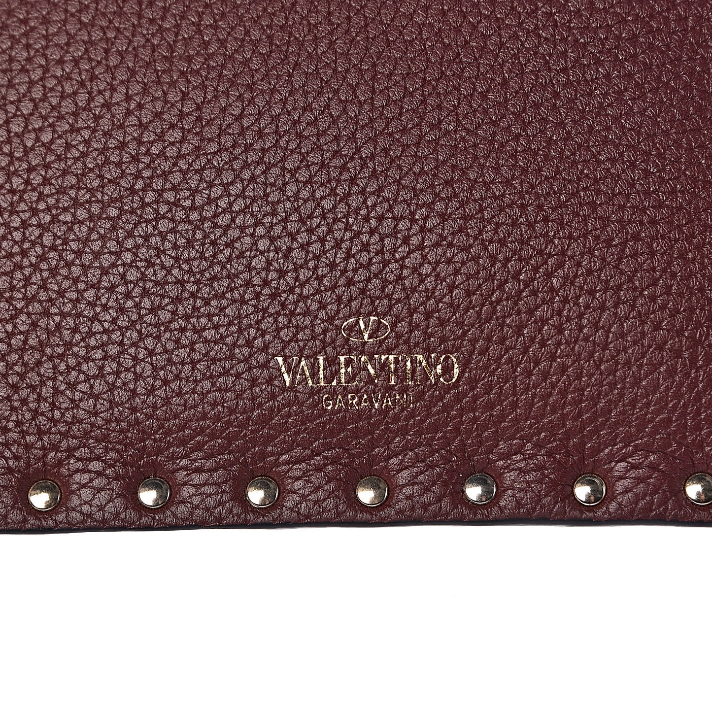 Pebbled Calfskin Medium Rockstud Envelope Flat Wristlet Pouch Rubin