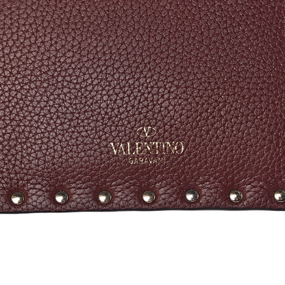 Valentino Garavani Pebbled Calfskin Medium Rockstud Envelope Flat Wristlet Pouch Rubin 7 of 8