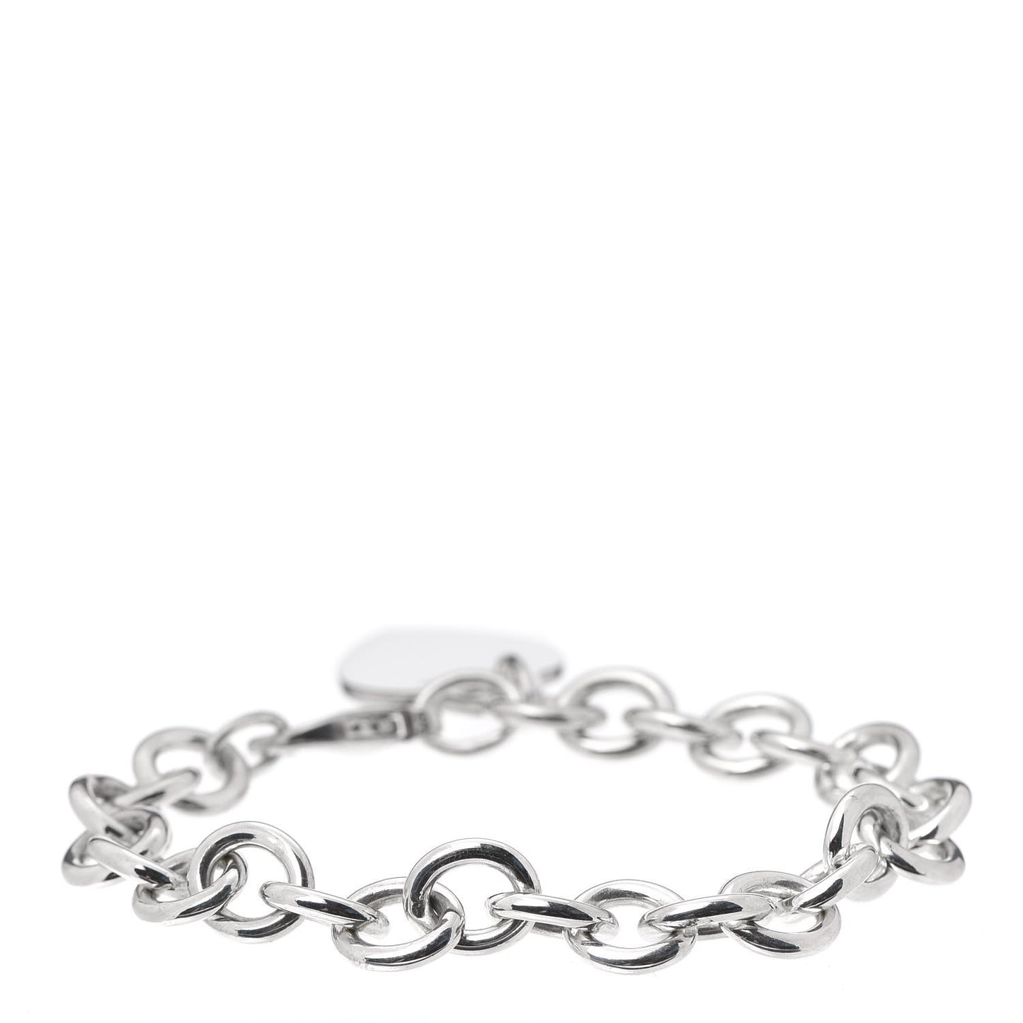 Sterling Silver Heart Tag Charm Bracelet