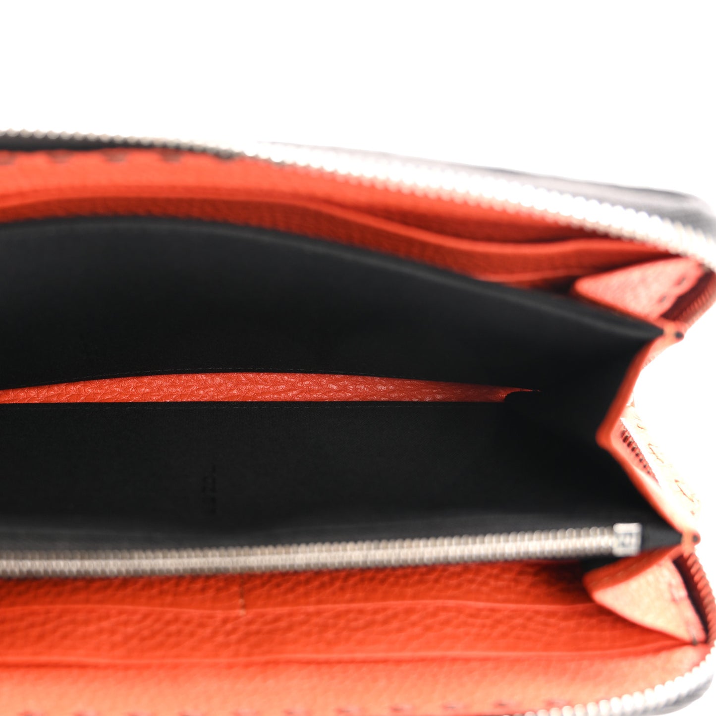 Cuoio Romano Lux Selleria Zip Around Wallet Asfalto Arancio