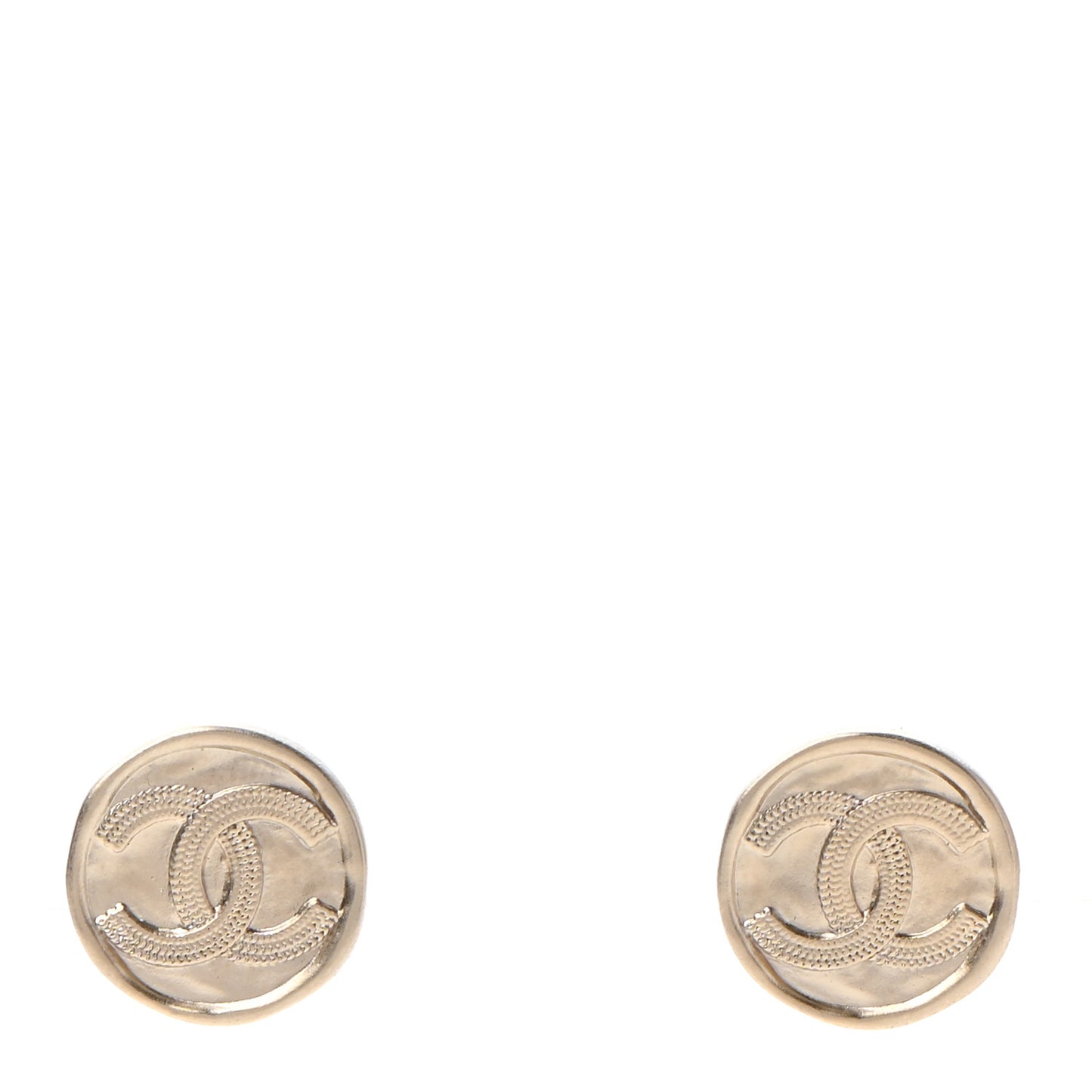 Metal Round CC Earrings Gold