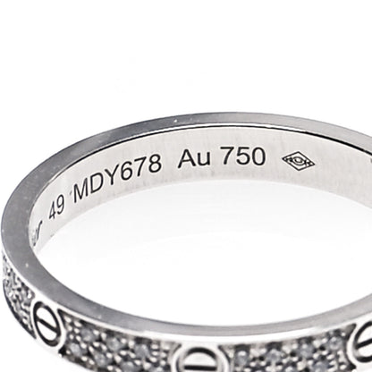 Cartier 18K White Gold Diamond 2.6mm LOVE Paved Band Ring 49 4.75 5 of 6