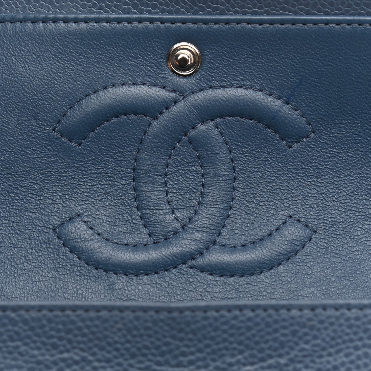 Chanel Caviar Quilted Medium Double Flap Blue 21 of 23