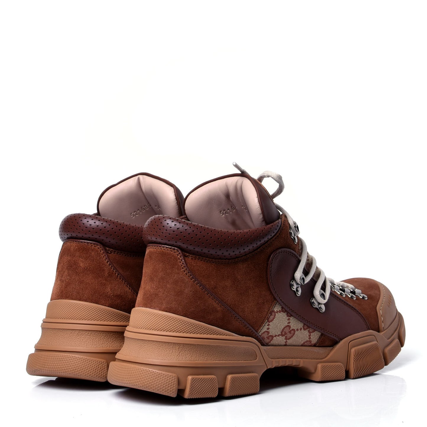 X SEGA Suede Calfskin GG Monogram Mens Flashtrek Sneakers 12 New Cuir Beige Ruggine