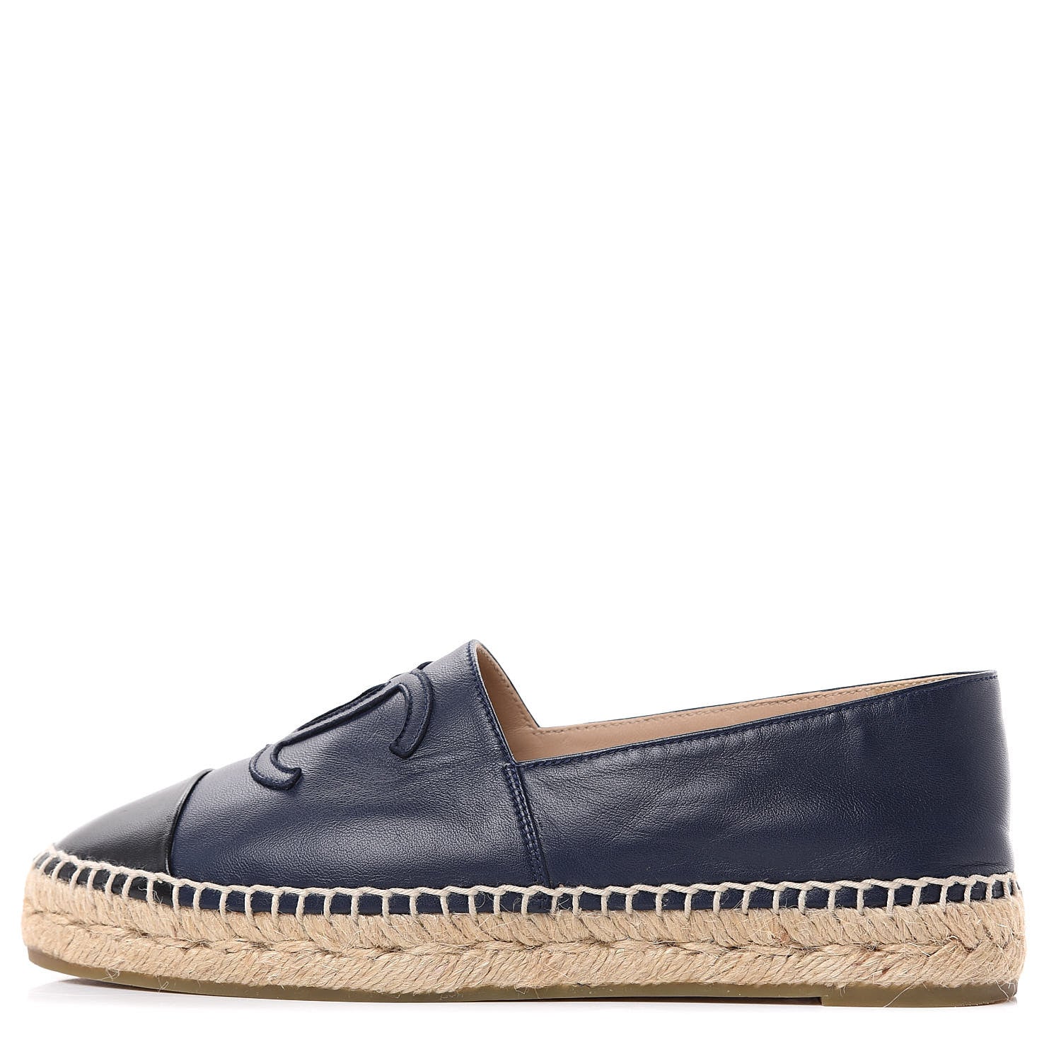 Chanel Lambskin CC Espadrilles 37 Navy Black 1 of 9