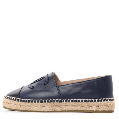 Chanel Lambskin CC Espadrilles 37 Navy Black 1 of 9