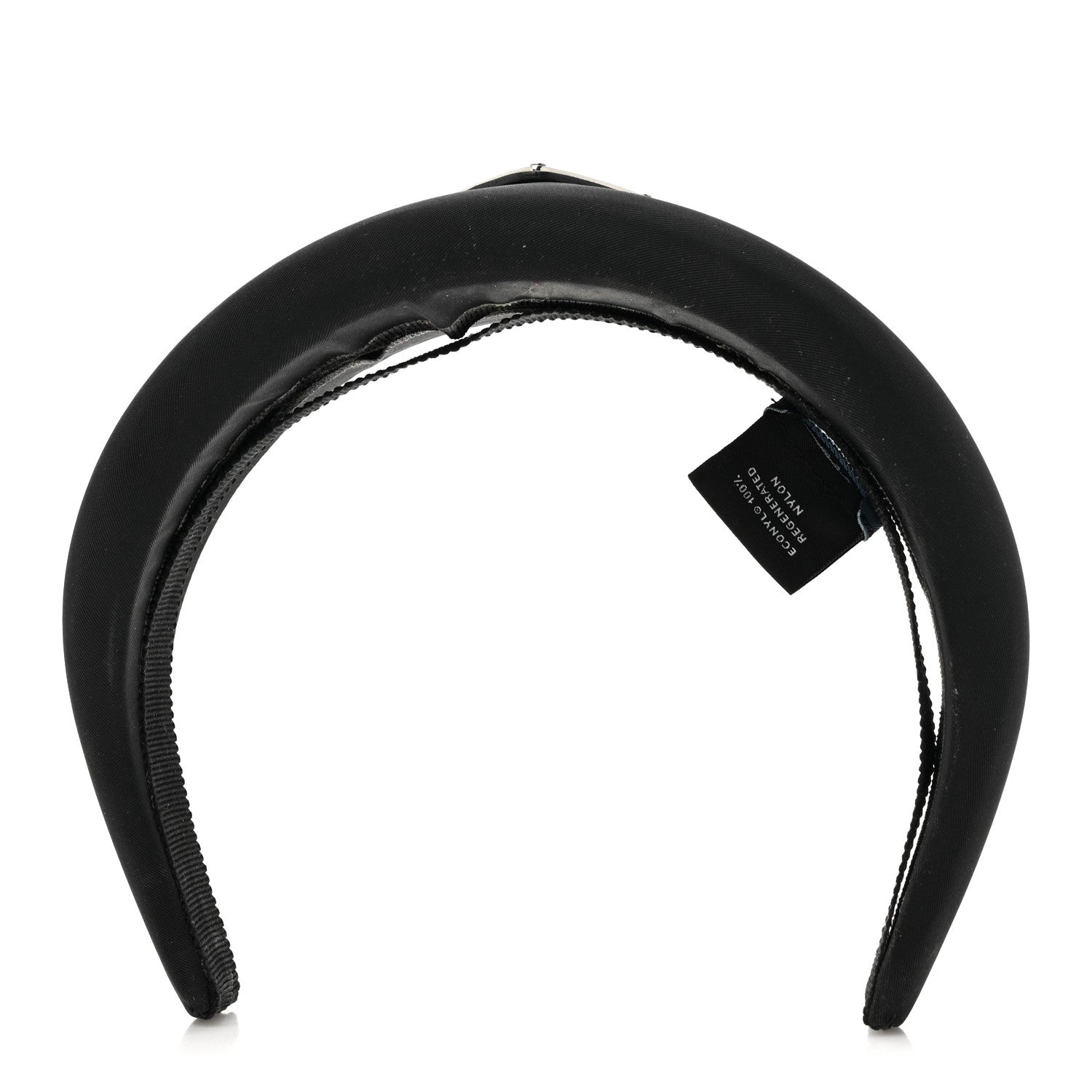 Prada Re-Nylon Metal Triangle Logo Headband Black 1 of 8