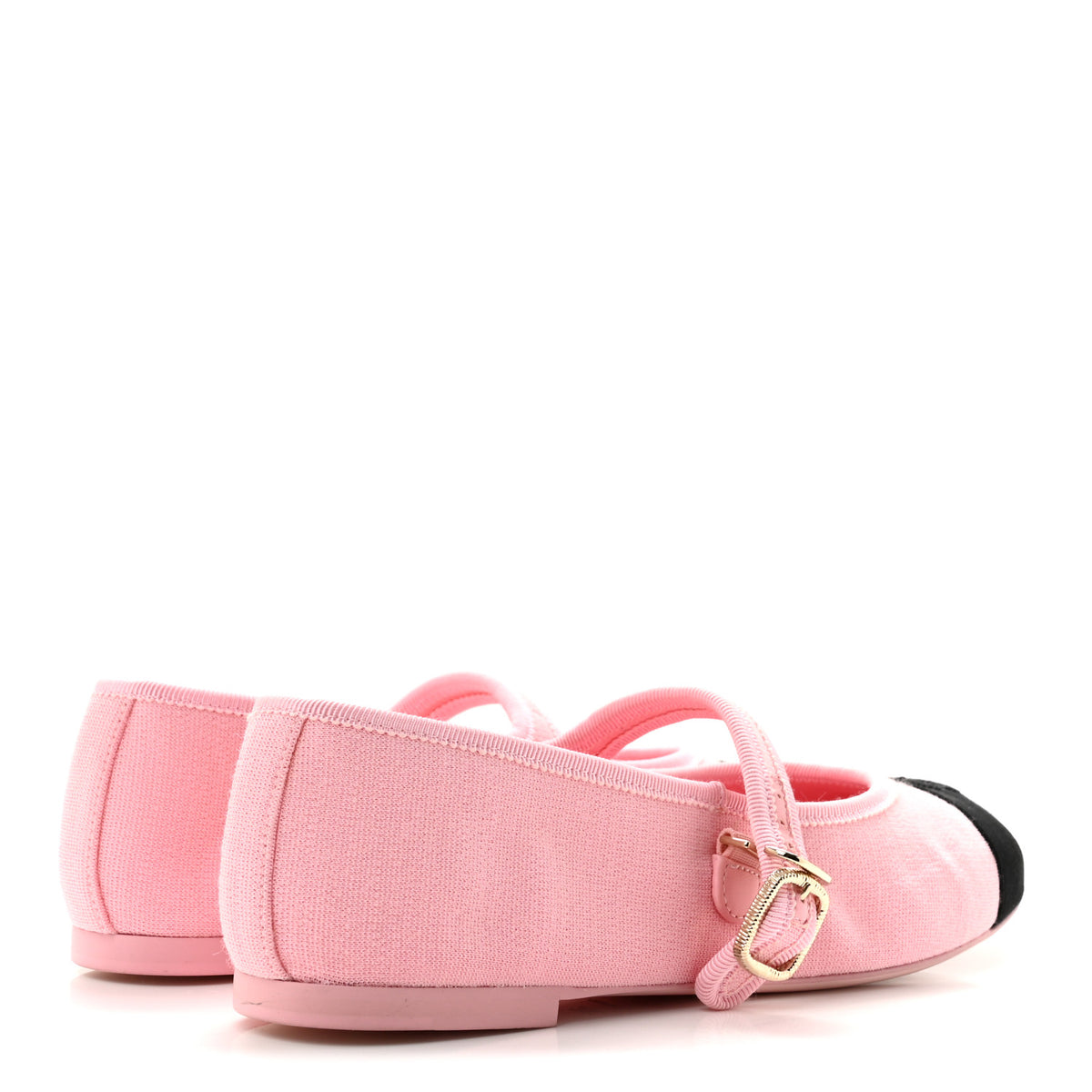 Chanel Fabric Grosgrain Mary Jane Flats 38 Light Pink Black 5 of 10